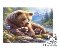 La Famille des Ours dans la Nature Puzzles 1000 Pièces Papier recyclé pour Adultes Puzzle pour Adultes Jeu Difficile et Stimulant pour Enfants à partir de 12 Ans 70x50cm/1000pcs