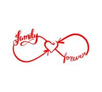 La famille du symbole de l'infini pour toujours Stickers muraux 50.4x111.5cm Auto-adhésif Rouge
