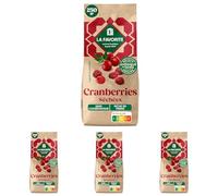La Favorite - Cranberries Séchées 125 g - Canneberges Entières - Tendres & Savoureuses - Baie Cranberry - Légèrement Sucrées - Pour Encas Sain, Apéritif, Cuisine, Pâtisserie (Lot de 4)