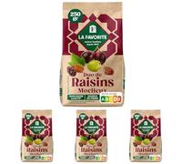 La Favorite - Duo de Raisins Moelleux 250 g - Raisins Secs Naturels et Tendrement Sucrés - Mélange Raisins Blonds & Bruns - Pour Goûter, Cuisine, Muesli, Encas Énergétique, Apéritif Sain (Lot de 4)