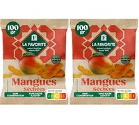 La Favorite - Mangues Séchées 100 g - Lamelles de Mangue Sans Sucre Ajouté - 100% Naturelles - Naturellement Sucrées - Encas Sain Fruité & Exotique (Lot de 2)