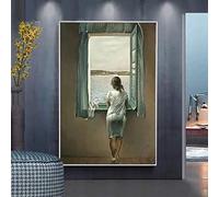 La femme à la fenêtre par Salvador Dali Tableau Peinture Huile Sur Toile Affiches et impressions Fille Wall Art Image pour Salon Home Decor 70x100cm sans cadre