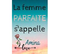 La femme parfaite s’appelle Amina: Journal personnalisé avec prénom Amina | Carnets de notes | Journal à compléter | Journal de gratitude | Cadeau de ... | Finition mate | 120 pages 6x9 pouces.