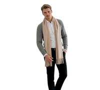 LA Ferani Écharpe en cachemire pour homme automne hiver fine 185x65 écharpe en cachemire style décontracté écharpe en laine couleur unie écharpe pour homme, beige, 200x70