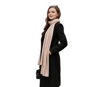 LA FERANI Écharpe en soie pour femme - 100 % soie - Couleur unie - Blanc et noir - 180 x 90 cm - Couleur unie - Pour costume - Occasions formelles - Style professionnel - Cadeau pour elle, beige