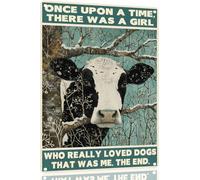 La Ferme De La Fille Qui Aimait Les Vaches Métal Étain Signe Vintage Plaque En Métal D’Art Suspendu Plaque Publicitaire Pour Pub Kitchen Toilette 20X30 Cm