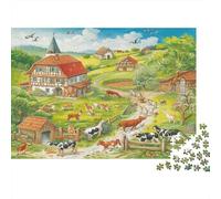 La Ferme Verte Casse-tête 1000 Pièces avec Emboîtement Parfait, Grand Puzzle Ferme de rêvepuzzle De Détente pour La Décoration Murale DIY, Secret Santa Original 52x38cm/1000pcs