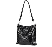 LA FESTIN Sac à bandoulière en cuir fendu pour femme avec sangle réglable, détail chaîne, élégant sac à main à bandoulière pour femme, noir, Large