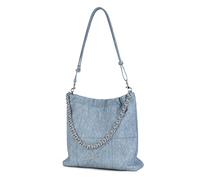 LA FESTIN Sac à bandoulière en cuir fendu pour femme avec sangle réglable, détail chaîne, élégant sac à main à bandoulière pour femme, bleu jean, Large