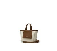 LA FESTIN Sac à Main Femme en Cuir de Vachette - Grand Sac Bandoulière à Poignée, Marron et Ivoire