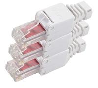 La fiche sans outil 1aTTack.de Cat.6 peut être assemblée sur site pour les conducteurs internes flexibles et rigides Câble d'installation de câble réseau AWG 23-26 3 pièces