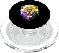 La Fierté Rugissante du Lion Non Binaire Enby PopSockets PopGrip pour MagSafe