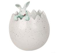 La figurine de lapin qui se brise en coquillage apporte de la joie à votre décoration d'intérieur (coquille d'œuf blanche)