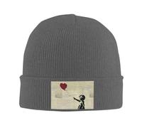 La Fille de Banksy avec Un Ballon Rouge III Casquette tricotée Chaude Chapeau Hip hop Bonnet Bonnets d’extérieur Automne Hiver pour Adultes Unisexes
