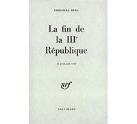 La fin de la IIIᵉ République - Emmanuel Berl - Gallimard - relié - Livre