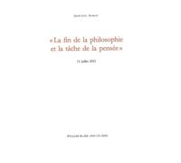 "La fin de la philosophie et la tâche de la pensée": 11 juillet 2021