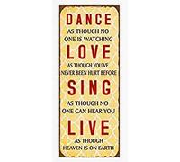 La Finesse Décoratif Suspendu Métal Peint Mur Plaque/Signe, Dance, Love, Sing, Live