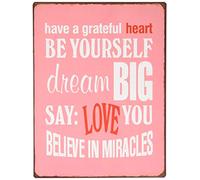 La Finesse Décoratif Suspendu Métal Peint Mur Plaque/Signe, Have a Grateful Heart, Be Yourself