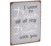 La Finesse Décoratif Suspendu Métal Peint Mur Plaque/Signe, I Want to Dream