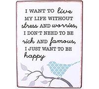 La Finesse Décoratif Suspendu Métal Peint Mur Plaque/Signe, I Want to Live My Life Without Stress