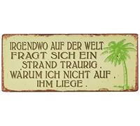 La Finesse Décoratif Suspendu Métal Peint Mur Plaque/Signe, Irgendwo Auf Der Welt Fragt
