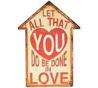 La Finesse Décoratif Suspendu Métal Peint Mur Plaque/Signe, Let All That You Be Done in Love