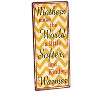 La Finesse Décoratif Suspendu Métal Peint Mur Plaque/Signe, Mothers Make The World a Little Softer