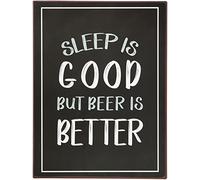 La Finesse Décoratif Suspendu Métal Peint Mur Plaque/Signe, Sleep is Good But Beer is Better