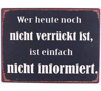 La Finesse Décoratif Suspendu Métal Peint Mur Plaque/Signe, Wer Heute Noch Nicht Verrückt Ist