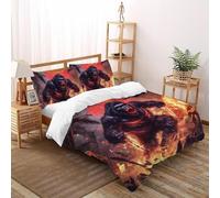 La Flamme Gorille Parure De Lit Double（200x200cm） Imprimé 3D Sauvage Let Animaux pour Garçons Et Filles en Microfibre Respirant avec Fermeture Éclair Literie Confort