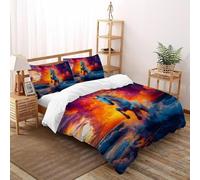 La Flamme Le Cheval Ensemble De Lit Super King（260x220cm） Imprimé 3D Sauvage Let Animaux pour Garçons Et Filles en Microfibre Respirant avec Fermeture Éclair Literie Confort