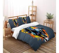 La Flamme Le Cheval Housse De Couette Double（200x200cm） Imprimé 3D Sauvage Let Animaux pour Garçons Et Filles en Microfibre Respirant avec Fermeture Éclair Literie Confort