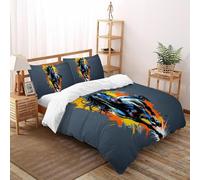 La Flamme Le Cheval Housse De Couette King（220x240cm） Imprimé 3D Sauvage Let Animaux pour Enfants Et Adolescents en Microfibre Respirant avec Fermeture Éclair Literie Confort