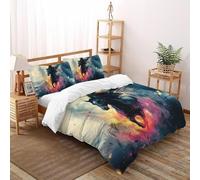 La Flamme Le Cheval Housse De Couette Super King（260x220cm） Imprimé 3D Sauvage Let Animaux pour Enfants Et Adolescents en Microfibre Respirant avec Fermeture Éclair Literie Confort