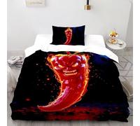 La Flamme Poivrons Parure De Lit Single（135x200cm） Imprimé 3D Sauvage Les Plantes pour Enfants Et Adolescents en Microfibre Respirant avec Fermeture Éclair Literie Confort