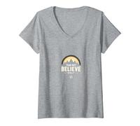 La Foi l'emporte sur la Peur, Les Hommes | Ne craignez Pas, ne Croyez qu'à l'inspiration T-Shirt avec Col en V, Femme, Gris Chiné, XXL