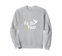 La Foi l'emporte sur la Peur : Un Message Spirituel inspirant en Forme de Colombe Sweatshirt, Unisexe pour Adultes, Gris Chiné, XL