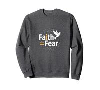 La Foi l'emporte sur la Peur : Un Message Spirituel inspirant en Forme de Colombe Sweatshirt, Unisexe pour Adultes, Chiné Foncé, XL