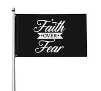 La Foi Sur La Peur Drapeaux Décoratif Drôle Garden Flag Durable Bannière Pour Balcon Pelouse Patio 90X150Cm