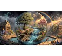 La forêt Magique Puzzles 1000 pièces Cadeau Unique Jeu éduchatif Challenge Toy de qualité supérieure Peinture Art pour Adultes et Enfants à partir de 12 Ans 38x26cm/1000pcs
