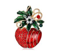 La forme de pomme de Noël de Broches de Noël des femmes broche des faveurs de parti favorise des ornements des cadeaux des foulards un clip de châle pour des décorations de fille-3.4 * 4.6cm Portable