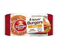 LA FOURNEE DOREE - Pains Burger Briochés au Sésame, Texture Fondante et Goût Authentique (Lot de 4 x 62,5g) - lot de 4 - Vendu par Lot