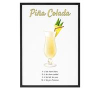 La French Touch Affiche Cocktail Piña Colada - Made In France - Tableau décoration murale - Cadeau Apéro cocktails original rigolo (A3 (29,7 x 42 cm), Sans cadre)