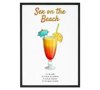 La French Touch Affiche Cocktail Sex On The Beach - Made In France - Tableau décoration murale - Cadeau Apéro cocktails original rigolo (A4 (21 x 29,7 cm), Sans cadre)