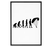 La French Touch Affiche Parapente Évolution de l'homme - Made In France - Tableau décoration murale - Cadeau Aviation original rigolo (A3 (29,7 x 42 cm), Sans cadre)