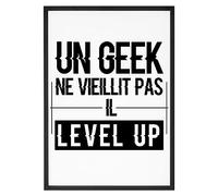 La French Touch Affiche Un Geek level up - Made In France - Tableau décoration murale - Cadeau Anniversaire Geek Punchlines original rigolo (A4 (21 x 29,7 cm), Sans cadre)