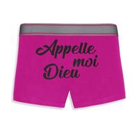 La French Touch Boxer Homme Humour Appelle Moi Dieu - Imprimé en France - Caleçon Homme Drole et Rigolo - Cadeau Humour Anniversaire Original (Rose, L)