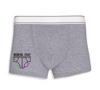 La French Touch Boxer Homme Humour Burne Out - Imprimé en France - Caleçon Homme Drole et Rigolo - Cadeau Humour Anniversaire Original (Gris, M)