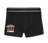 La French Touch Boxer Homme Humour Calvitie précoce, Zizi féroce - Imprimé en France - Caleçon Homme Drole et Rigolo - Cadeau Humour Anniversaire Original (Noir, S)