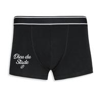 La French Touch Boxer Homme Humour Dieu du Stade - Imprimé en France - Caleçon Homme Drole et Rigolo - Cadeau Humour Anniversaire Original (Noir, XL)